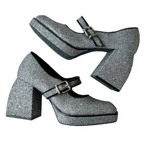 Gianni Bini GB Night Glitter Sparkly Disco Ball Platform Pumps Size 8 Bratz Y2K